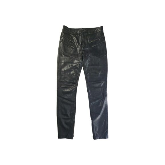 Free People We The Free Faux Leather Pants Size 2 – Black Biker Moto Skinny - Picture 5 of 16